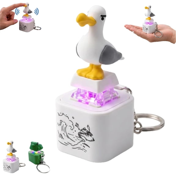 2026 New Seagull Mine Keychain, Rechargeable Clicker Fidget Toy with Realistic Sound and LED Light,Portable Click Button,Fun & Portable Anxiety Relief Toy