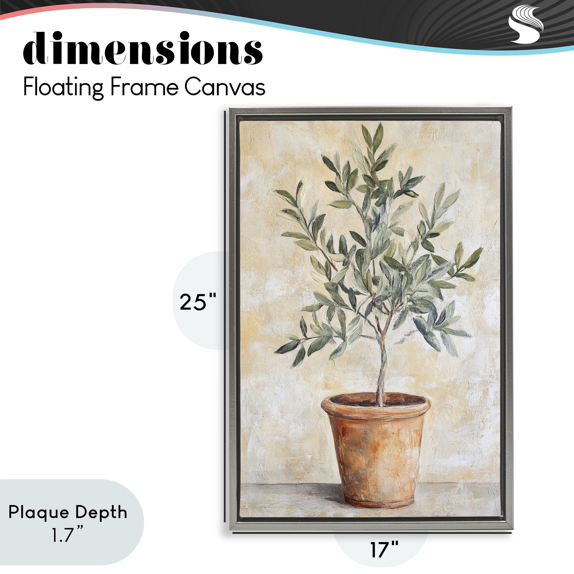 Stupell Industries House Plant in Terracotta Gray Framed Floater Canvas Wall Art, design by Petal Prints Design