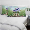 thumbnail image 3 of Spring Easter Pillow Covers, Linen Long Throw Pillow Case, Purple Floral Summer Botanical Ombre Holiday Pillow Protector Decorative Cushion Cover for Living Room/Bedroom 12" x 20", 3 of 8
