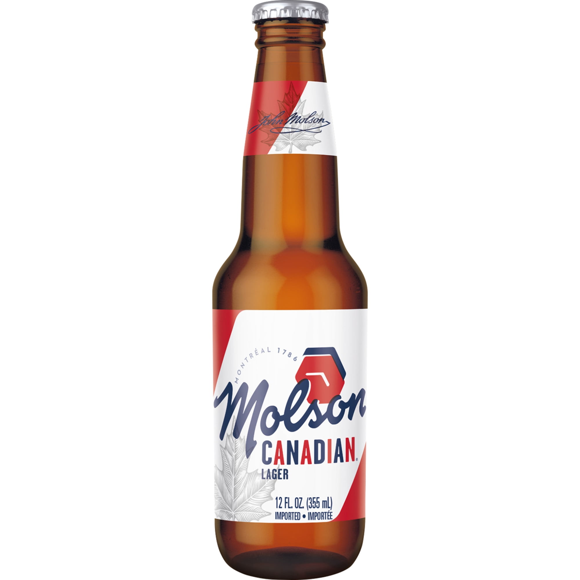 Molson Canadian Beer, 12 Pack, 12 fl oz Glass Bottles, 5% ABV, Import Lager