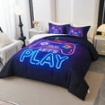 thumbnail image 6 of Koniroom 3 Pieces Neon Gamer Comforter Set Queen Size for Boys, Kids Bedroom Decor Soft Reversible Gaming Bedding, All Season Bed Set, Black Purple, 6 of 7