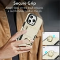 thumbnail image 3 of For IPhone 14 Pro Phone Case Wallet With Elastic Concealed Buckle Flip Card Holder,PU Leather Metal Ring Buckle Holder Kickstand  Women Men Magnetic Cover,White,For iPhone 14 Pro, 3 of 8