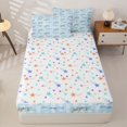 thumbnail image 4 of Erosebridal Watercolor Floral Pattern Zipper Full Size Comforter Sets with Fitted Sheet and 2 Pillowcases,Bow Knot Print Zipper Bedding Set,Light Blue White,Reversible, 4 of 6