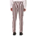 thumbnail image 3 of Unique Bargains Men's Striped Pants Business Skinny Fit Color Block Trousers 30 Brown White, 3 of 6