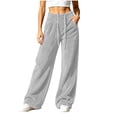 thumbnail image 3 of ZHYou No Boundarie Women's Casual Fleece Pants High Drawstring Waist Wide Leg Thick Warm Winter Loungewear Loose Sweatpants with Pockets,Gray,Size XL, 3 of 8