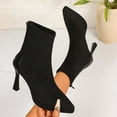 thumbnail image 1 of Mevxay Women's Fashionable And Casual Winter Comfortable Plus-Size Short Straight Boots Solid Color Patchwork Pointed Toe Back Zipper Heel Mid-Calf Boots Black Size 7, 1 of 9