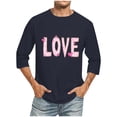 thumbnail image 2 of Nmnitkp Mens Shirts High-Quality Fabric Valentine's Day Love Print Mens T-shirts New Design Mens Vintage Baseball Raglan 3/4 Sleeve Plain Casual Tee Basic Active T Shirts(Plus Size & Regular), 2 of 5