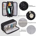 thumbnail image 4 of Large Pencil Case Big Capacity Pencil Pouch with 3 Compartments Canvas Pen Bag Marker Pen Bag Pencil Case for Women Black Polka Dot, 4 of 7