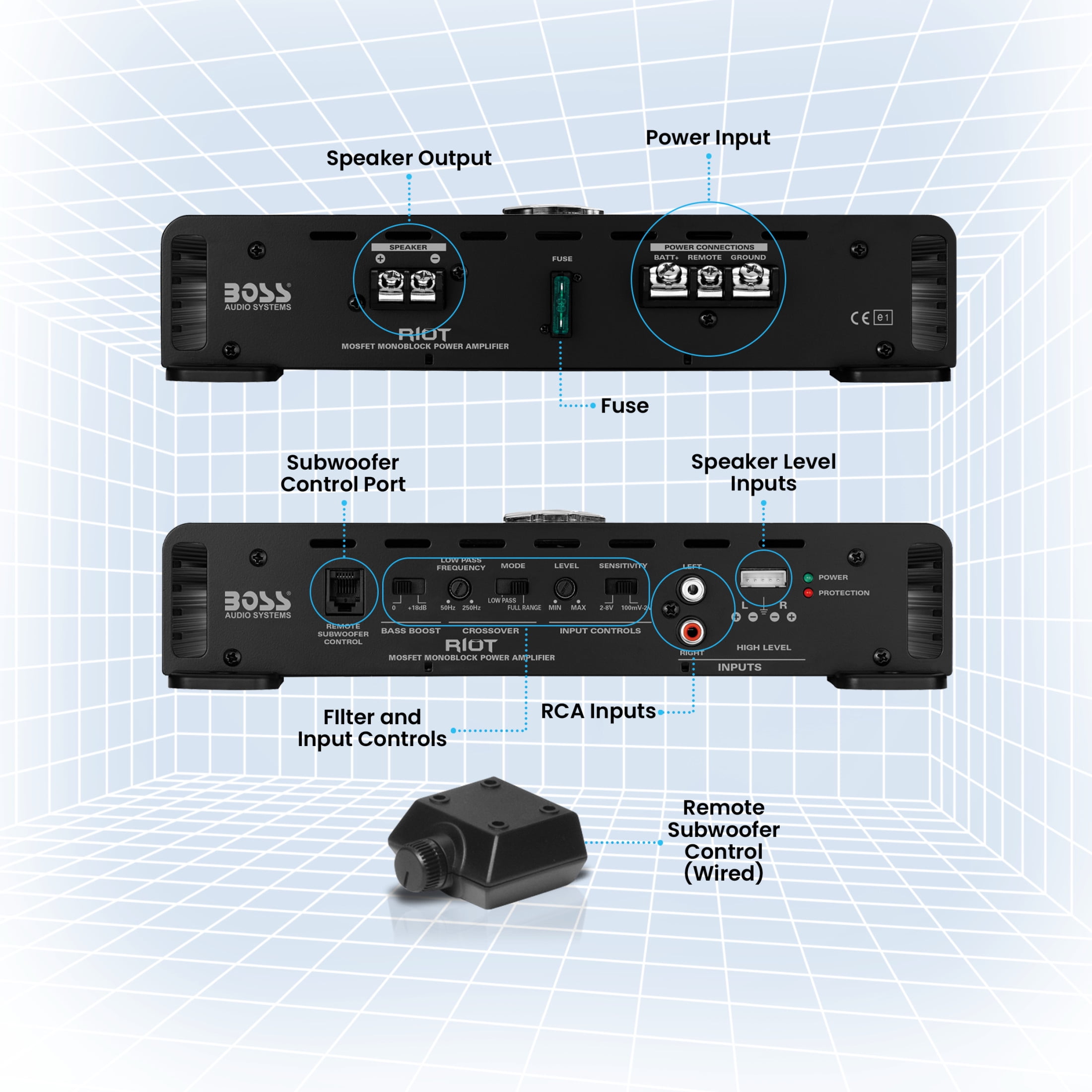 BOSS Audio Systems R1100M-S 1100 W Mono Car Amplifier