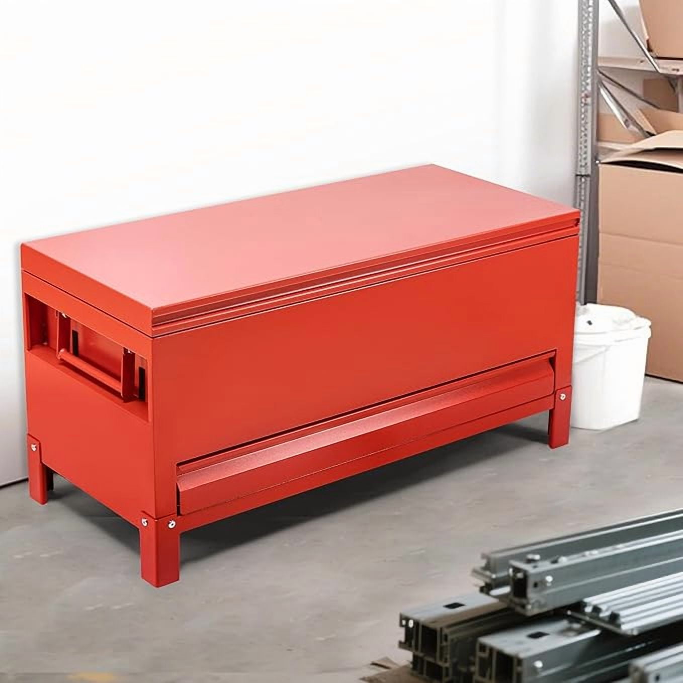 Aluminum Truck Tool Box Jobsite Storage Box Toolbox Chest Cabinet Heavy Duty Truck Bed Toolbox Gangboxes Tools Organizer Pick Up Truck Bed RV Trailer With Side Handles