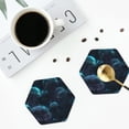 thumbnail image 5 of Disketp Ice blue light spot jellyfish Funny Coasters,6 Pcs Leather Coasters with Holder, Perfect Housewarming Hostess Gifts,Protect Furniture from Water Marks Scratch and Damage,Hexagon, 5 of 7