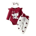 thumbnail image 6 of TOWED22 Baby Girl Clothes Infant Newborn Outfits Romper 0-18 Month Toddler Girls’ Clothing Pant Set(Wine,3-6 M), 6 of 6