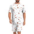 thumbnail image 2 of Leidass Mens Halloween Pajama Set Short Sleeve Sleepwear Lounge Set Crew Neck Tee and Shorts Casual Homewear Two Piece Outfit White M, 2 of 7