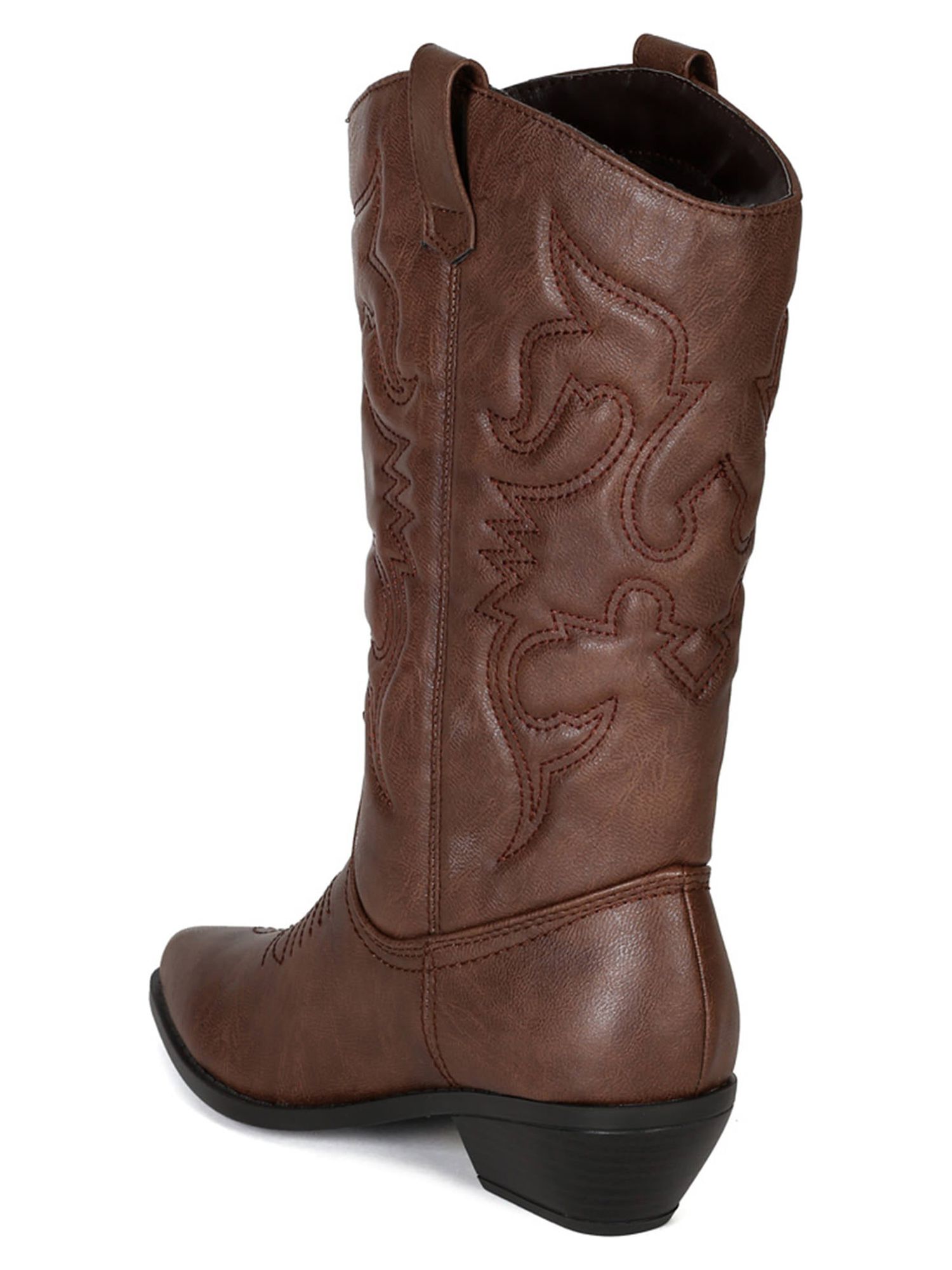 Reno Tan Brwon Soda Cowboy Western Stitched Boots Women Cowgirl Boots Pointy Toe Knee High - image 3 of 3