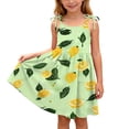 thumbnail image 2 of Rvasteizo Girls Dress Print Sleeveless Round Neck Dress Lemon Print Pocket Tiered Skirt for Girls Summer Outfit, 2 of 4