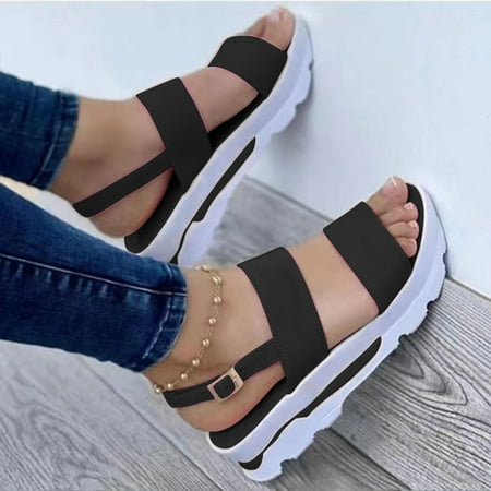 

Babysbule Sandals for Women Clearance Summer Ladies Women Flat Thick Soled Shoes Fashion Casual Beach Sandals