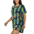thumbnail image 2 of "Wukai Colorful Pineapples Women's Pajama Set - Short-Sleeve Top and Shorts with Elastic Waistband and Pockets for Loungewear, Yoga, and Casual Wear-XX-Large, 2 of 8