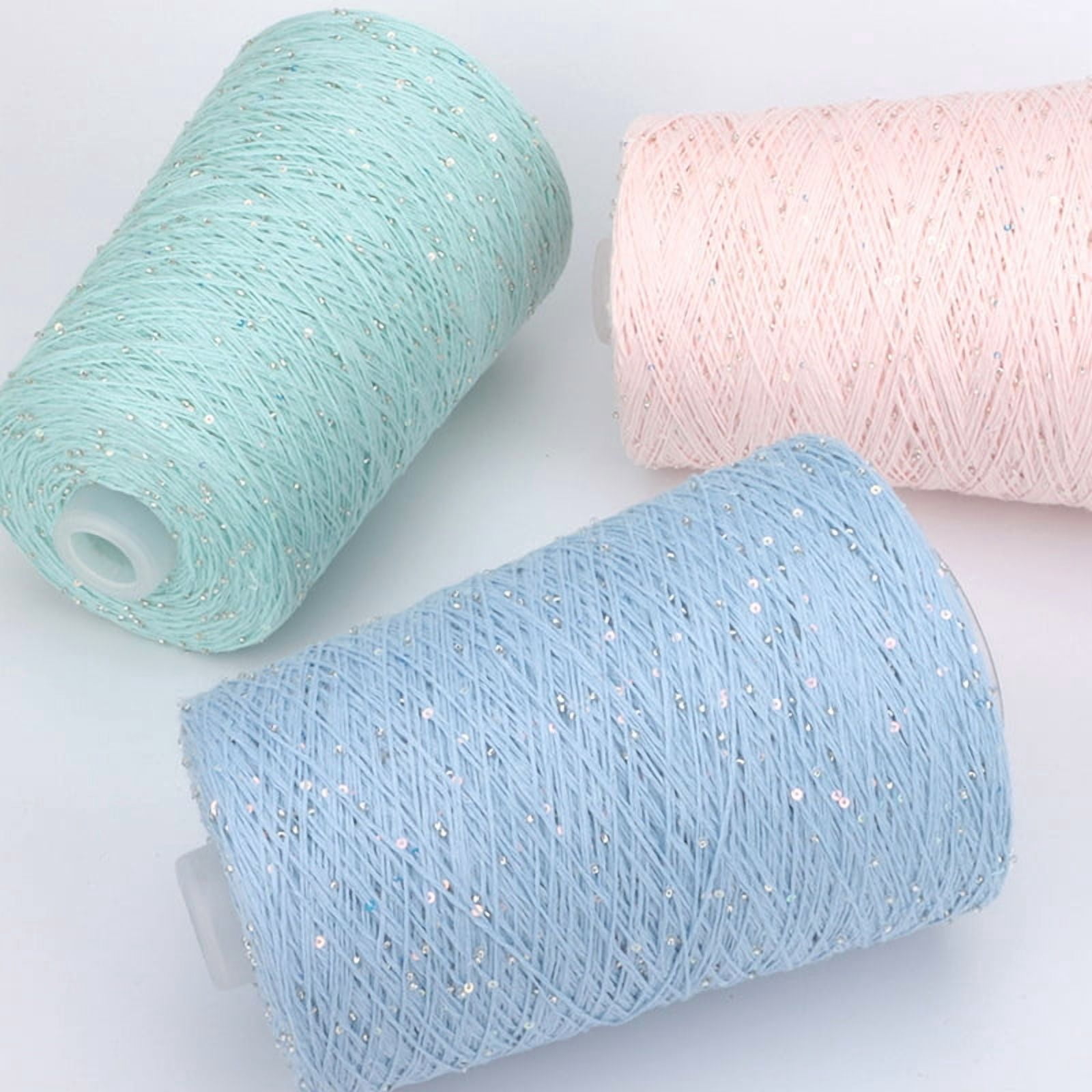 Firefly Hope 500g Glitter Sequined Cotton Yarn, Shiny Sparkle Sequin Thread for Hand Knitting & Crochet Projects, DIY Craft Supplies for Garments & Home Decor, C14