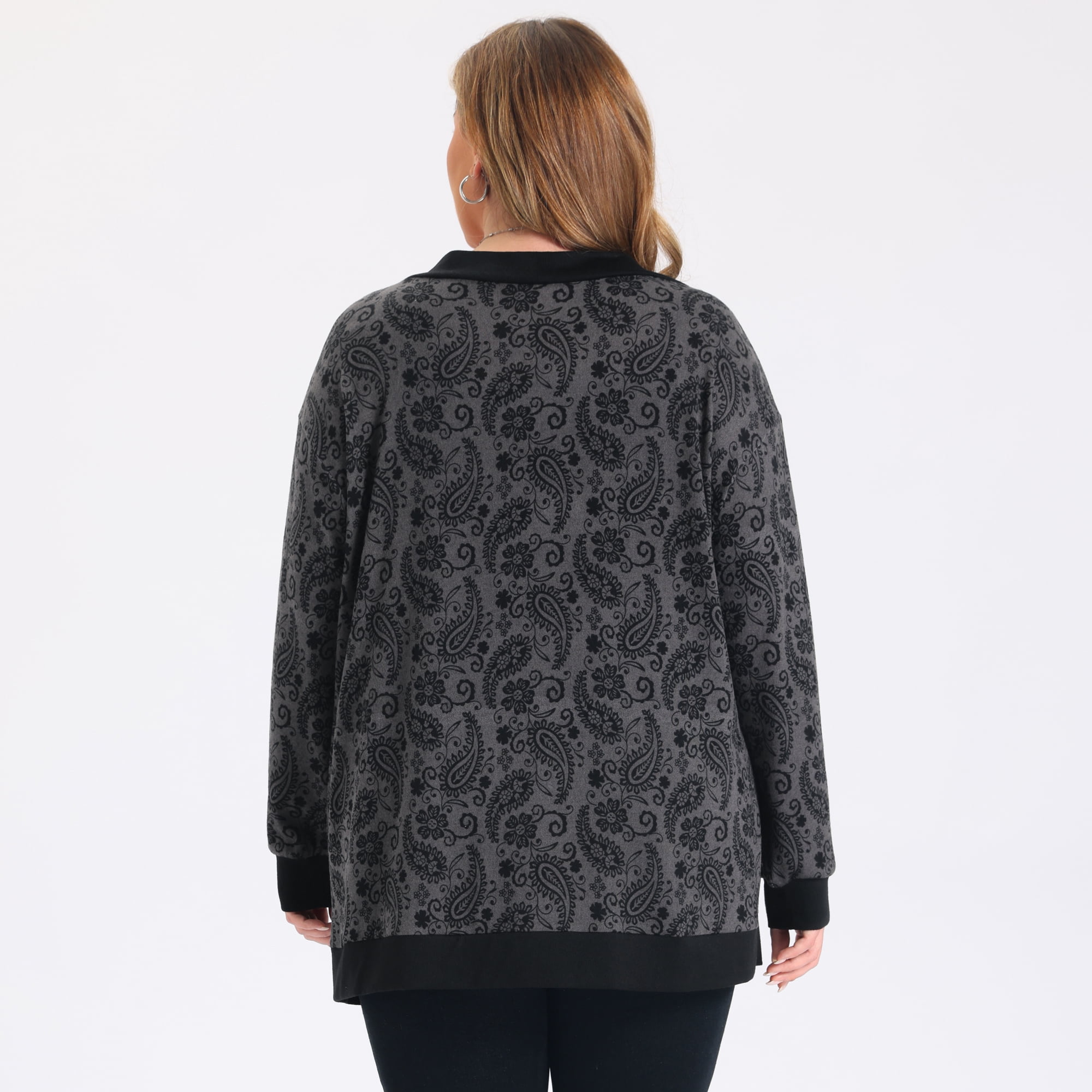 DARING DIVA Women's Plus Open Front Long Sleeve with Cardigan 2X Gray