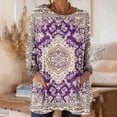 thumbnail image 1 of TaTaai Women's Fashion Print Long Sleeve Crew Neck Casual Tops Loose Fit Soft Blouse with Pockets Lightweight Comfy Tee for Fall Daily Party Travel Streetwear Gift, 1 of 7