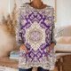 thumbnail image 1 of TaTaai Women's Fashion Print Long Sleeve Crew Neck Casual Tops Loose Fit Soft Blouse with Pockets Lightweight Comfy Tee for Fall Daily Party Travel Streetwear Gift, 1 of 7