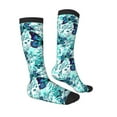 thumbnail image 3 of Easygdp Blue Floral with Butterflies Soccer Socks Sport Knee High Socks Calf Compression Athletic Socks for Men and Women, 3 of 9
