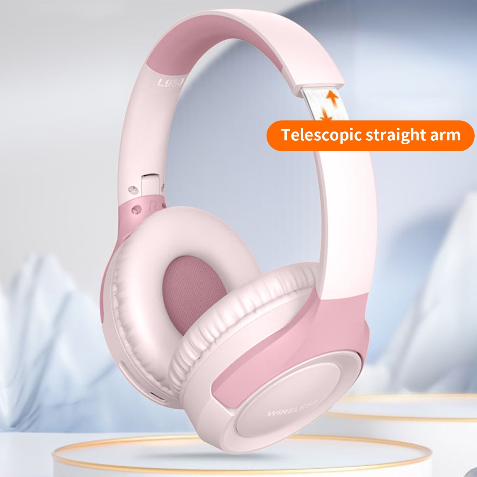 Bluetooth Headphones Over Ear, 6S Wireless Headphones Wired with 6 EQ Modes, 40 Hours Playtime Foldable HiFi Stereo Headset with Microphone, FM/TF for Cellphone/PC/Work,Pink