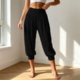 thumbnail image 5 of Capri Pants for Women Solid Plus Size Harem Joggers High Waist Yoga 7/8 Casual Womens Pants Black L, 5 of 5