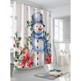 thumbnail image 3 of Beige Snowman Standard Shower Curtain Set, Waterproof Shower Curtains for Bathroom, Christmas Poinsettia Winter Snowflake Washable Fabric Cloth Bath Curtain for Bathtub with Hooks 72x72 Inches, 3 of 6
