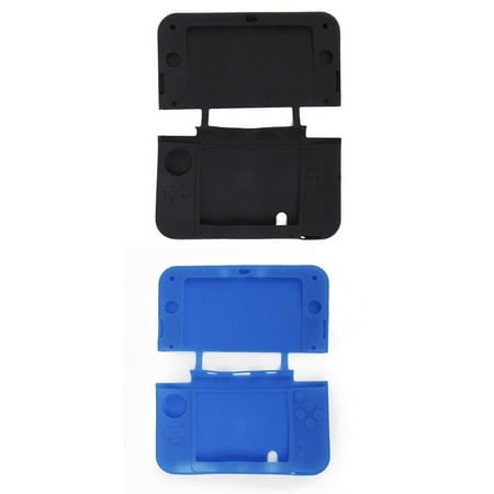 2pcs Protective Silicone Case Cover for the New 3DS LL / XL (Blue+Black)