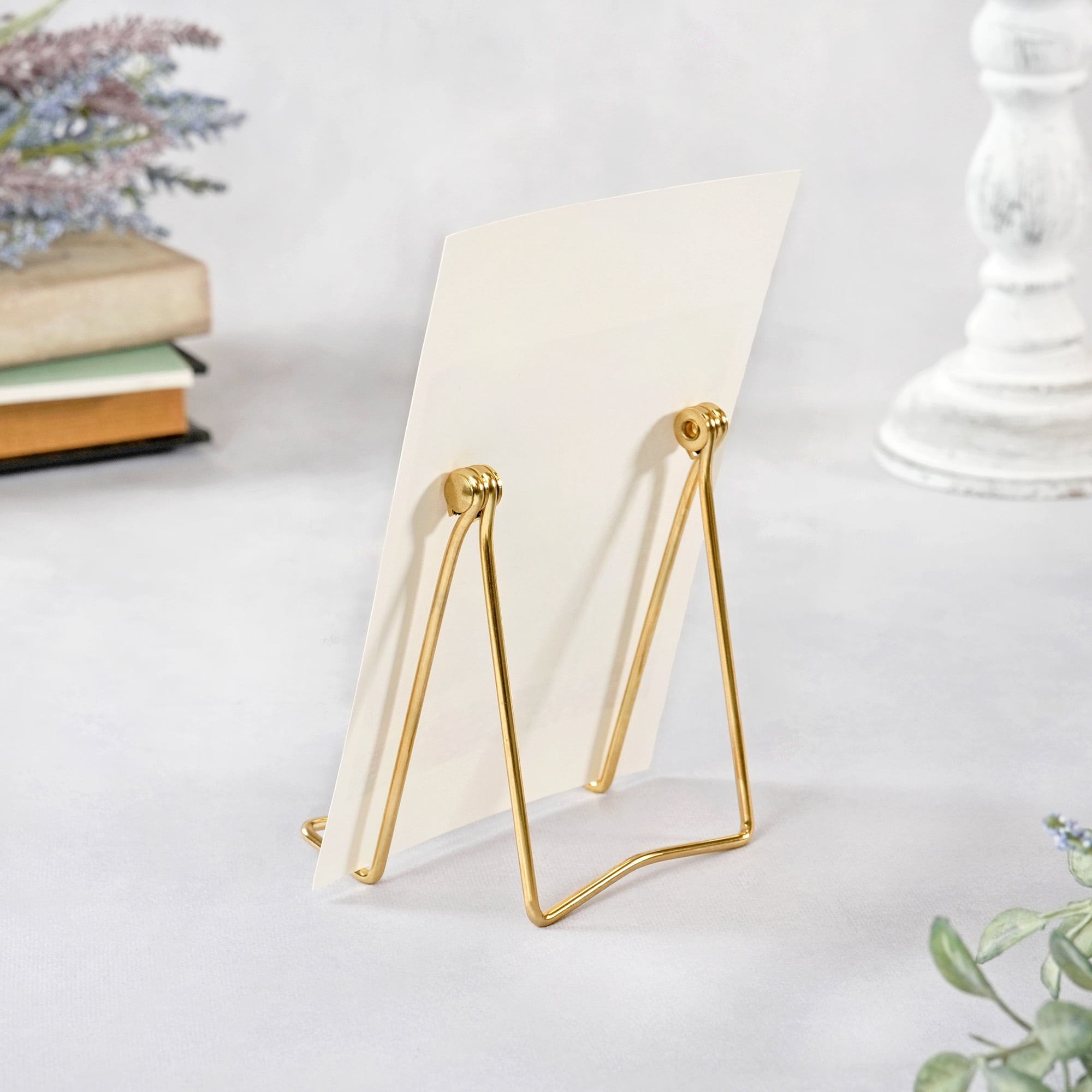 Bard's Folding Gold-toned Wire Easel Stand, 4" H x 4" W x 4.75" D, Pack of 2