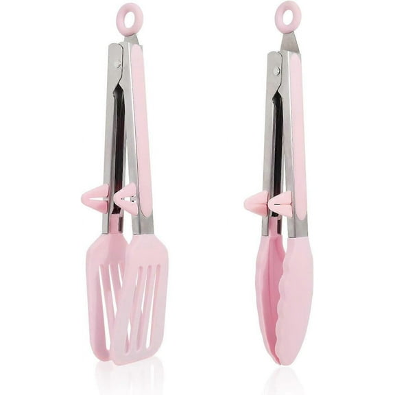 Kitchen Tongs 9 Inch Silicone Tongs Set of 2 Food Safe Silicone Cooking Tongs Non-Slip Locking BBQ Tongs Serving Tongs Salad Tongs with Stainless Ste