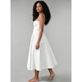thumbnail image 3 of White Womens Spaghetti Strap Sweetheart Neckline Cinched Waist A-Line Midi Dress, 3 of 8