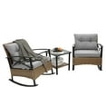 thumbnail image 2 of Highsound Outdoor Rocking Chairs Set of 2 with Side Table, 3 Piece Wicker Patio Bistro Set with Premium Fabric Cushions Outdoor Furniture (Brown Wicker Chair Gray Cushion), 2 of 8
