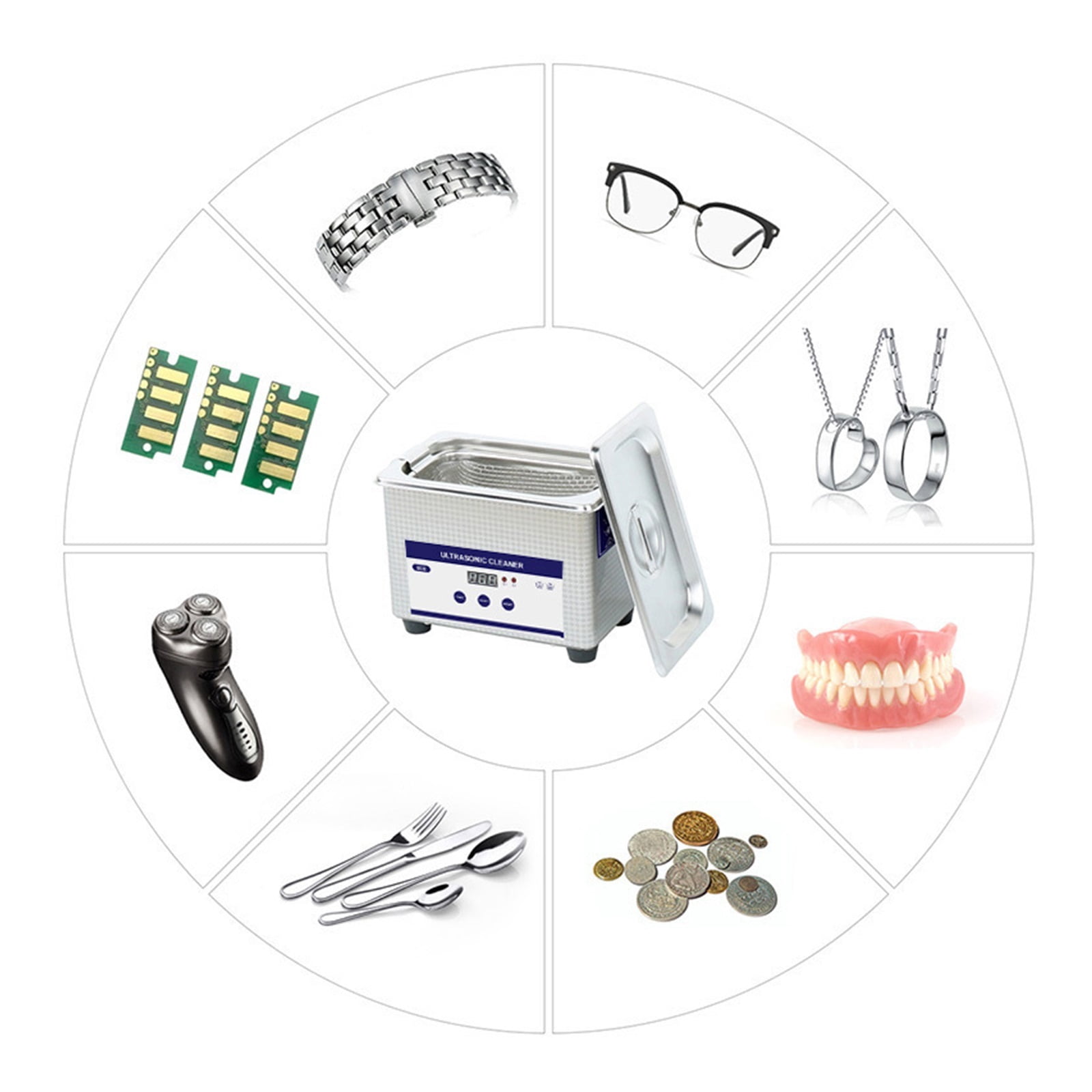 Ultrasonic Cleaner Glasses Watches Dentures High Frequency Vibration Cleaning Machine for Eyewear