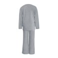 thumbnail image 4 of Women's V-Neck Two Piece Set, Oversized Pullover and Flared Pants, Loose Fit Lounge Set, Brushed Fleece Loungewear Outfit, Jogger Set Grey M, 4 of 4