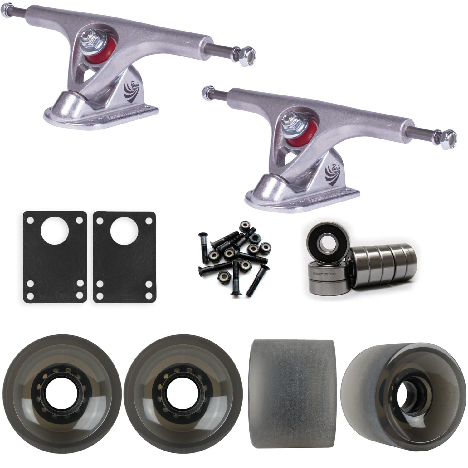 Paris 180 Raw Longboard Trucks Wheels Package 70mm Sliding Wheels Black
