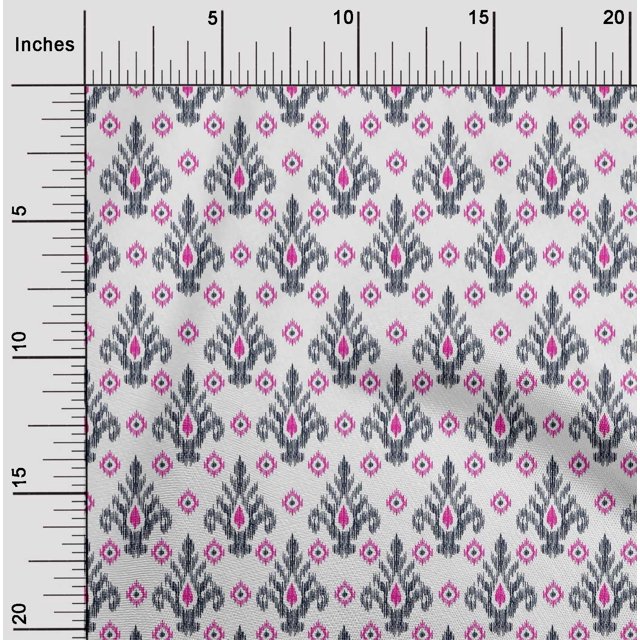 oneOone Polyester Lycra Fabric Diamond & Swirl Ikat Decor Fabric Printed BTY 56 Inch Wide