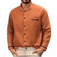 thumbnail image 1 of pstuiky hombres de manga larga, Camisa informal de manga larga con cuello vuelto y botones estampados en color liso para hombre Tops casuales para hombres s, 1 of 6