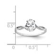 thumbnail image 2 of 14k White Gold Polished 7x5mm Oval Cubic Zirconia Ring Size 6.00 Ring for Women, 2 of 2