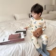 thumbnail image 4 of Pijamas de otoño e invierno para niños de clase A, ropa interior térmica de dibujos animados para niños y niñas, con estructura de lana, para el hogar, para bebés, medianos y grandes, 4 of 6