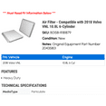 thumbnail image 2 of Air Filter - Compatible with 2018 Volvo VNL 10.8L 6-Cylinder, 2 of 2