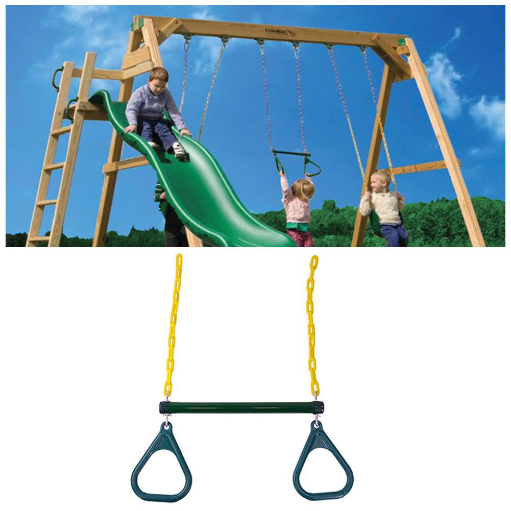 1 Pair Kids Trapeze Rings Gym Swing Accs Playground Outdoor Playset Yellow 