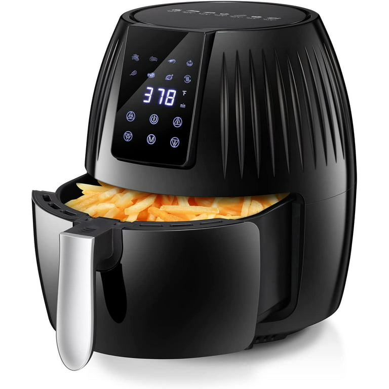 Happyun Air Fryer, All-in-1 Presets, Oven with Rotisserie Dehydrator, Extra  Hot Air Fry, Cook, Crisp, Broil, Roast, Bake, LED Display, Temperature &  Time Control, Black 