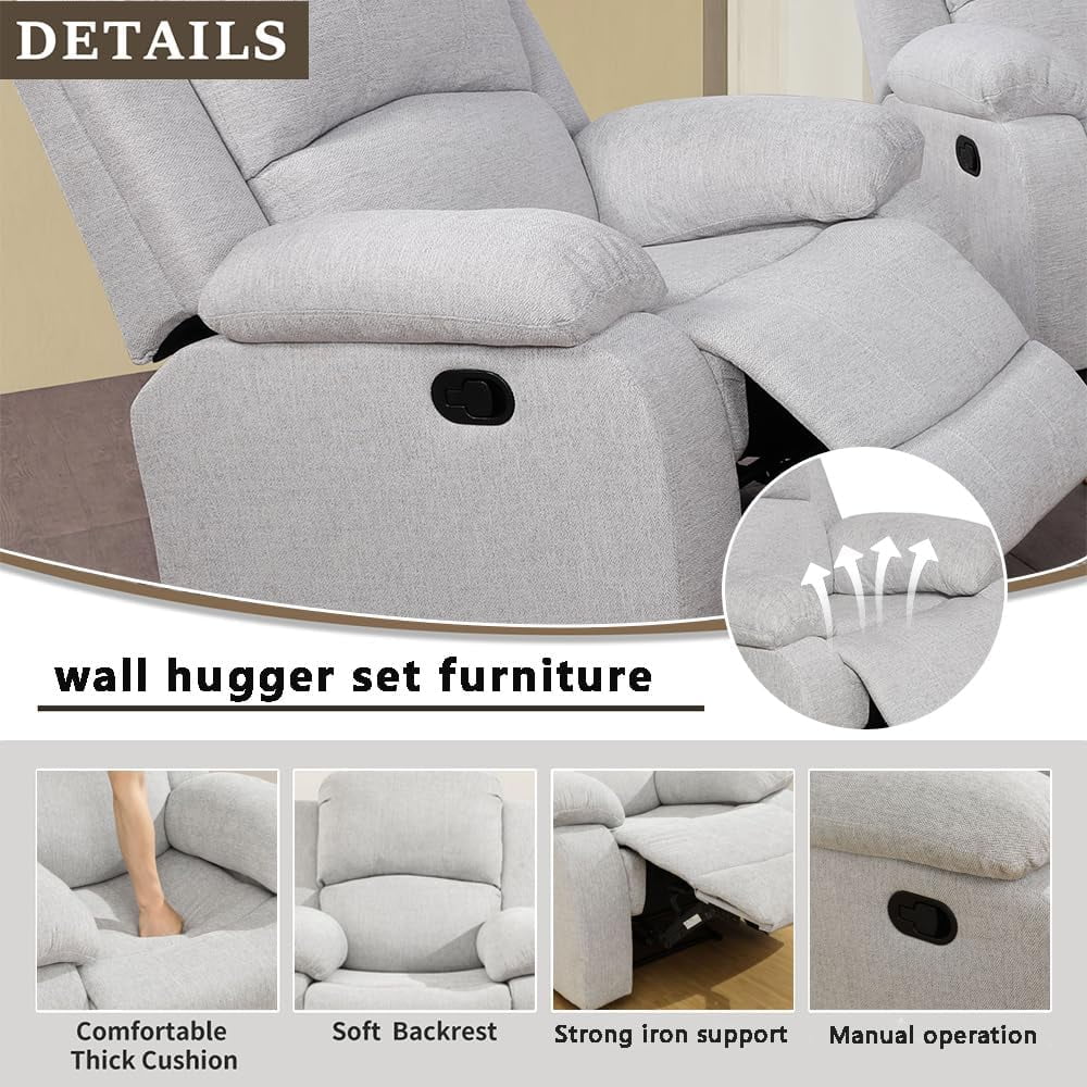 TrumanPick Manual Leather Recliner Chair,Overstuffed reclining Armchair Home Theater Sofa Recliner for Living Room,Gray