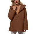 thumbnail image 2 of HOMBOM Womens Sweatshirt with Pocket Brown Pullover Heavyweight Plain V-Neck Trendy Tops for Women Long Sleeve, 2 of 5