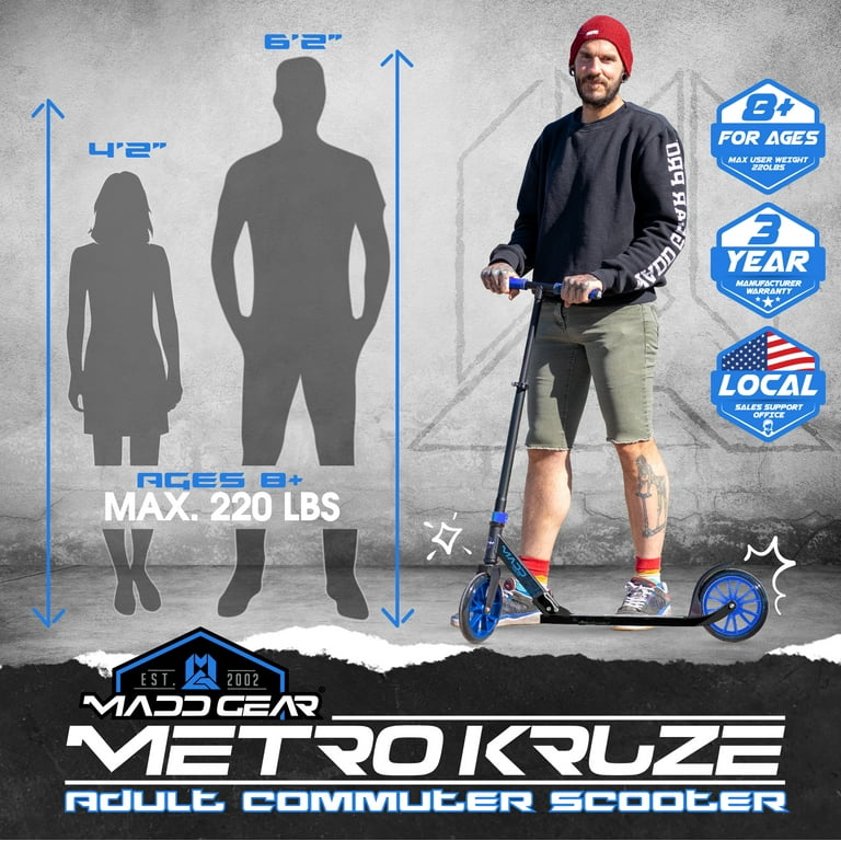 Madd Gear Kruzer 200mm Commuter Scooter Easy Folding for Teens