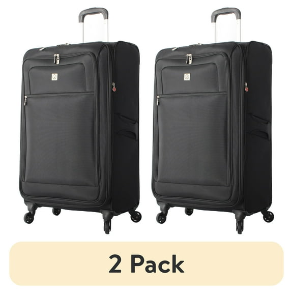 (2 pack) Protege Arendale 24" Soft Side Expandable Rolling Spinner Luggage, Black