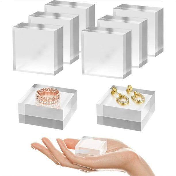 Base Acrílica de 8 Piezas para Exhibir Trofeos, Soportes de Exhibición Cuadrados de 2 X 2 X 1 Pulgada, para Joyería.