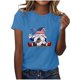 thumbnail image 1 of Blusas para las Mujeres Casual, Estampado Manga Corta Cuello Redondo Camiseta Top Hecho de Cómodo Estante de Imitación para Toda la Temporada de Uso Diario, Tops Cortos para las Mujeres, 1 of 5